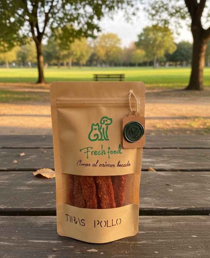 Tiras deshidratadas de pollo 3 unds